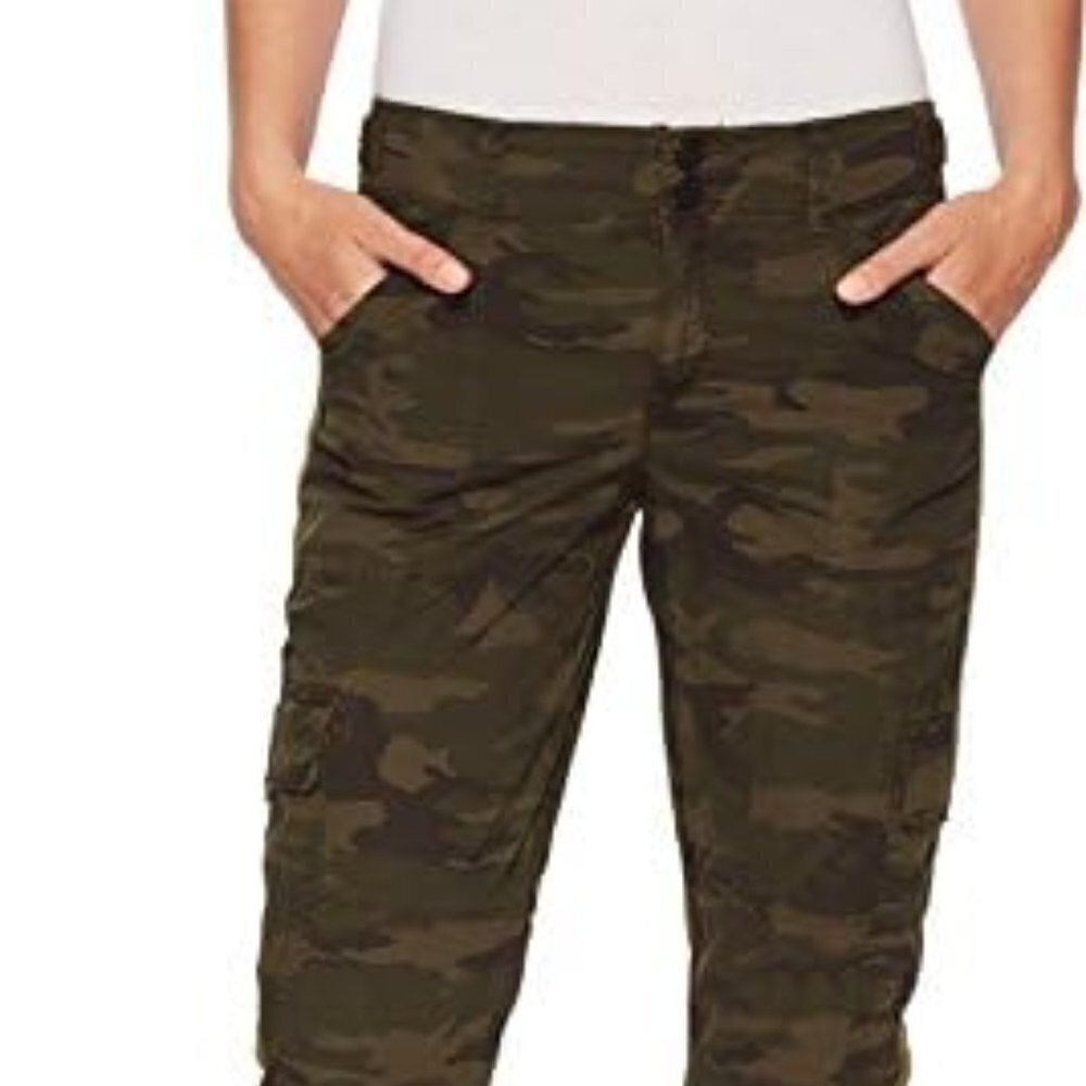 Sanctuary by Anthropologie Linen Relaxed Fit Camo Cargo Pants Size 25